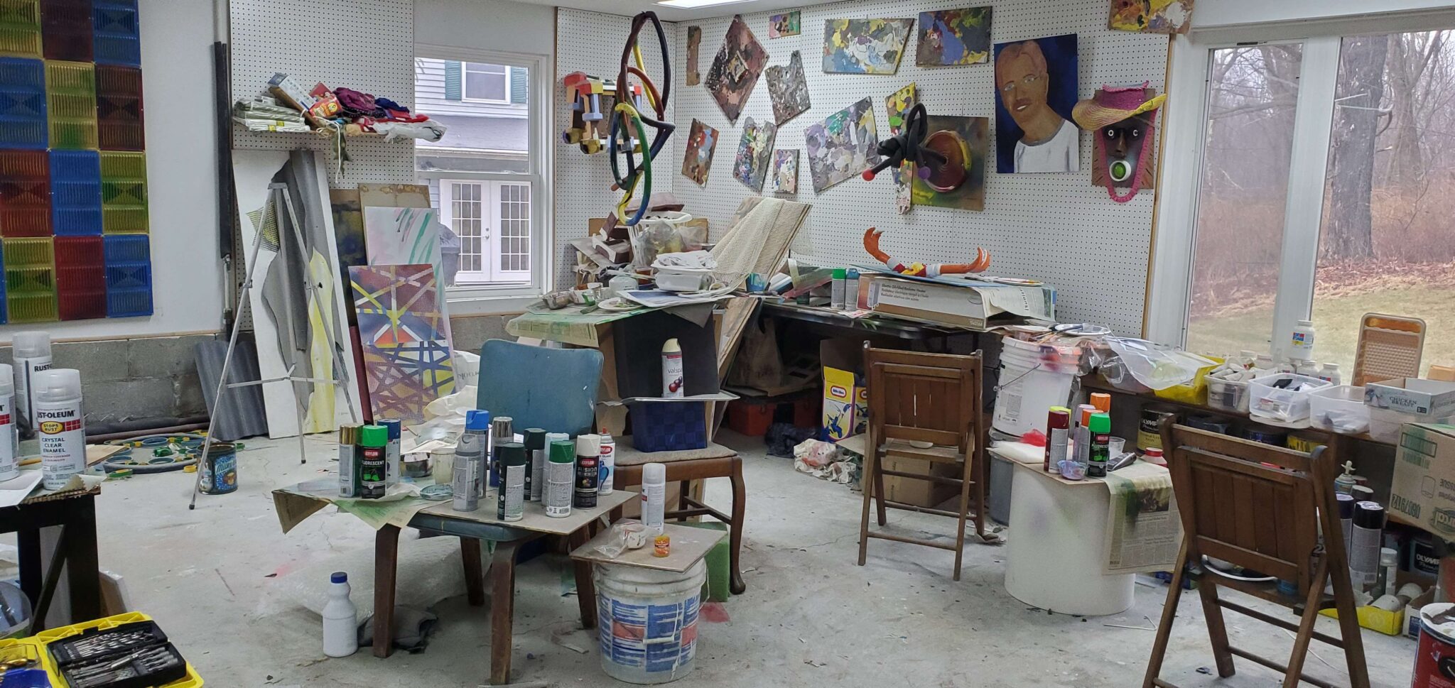 Museum interior with classical art displays